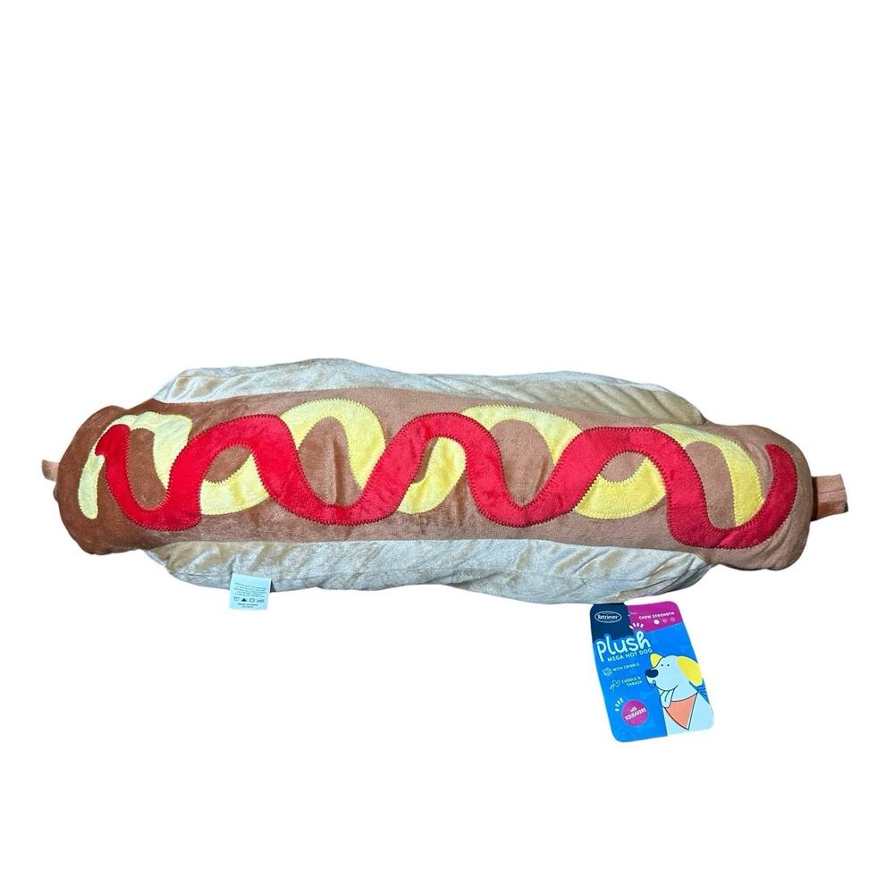 Plush Mega Hot Dog Stuffed Pet Toy Crinkle Squeakers Chew Strength Jumbo 25"